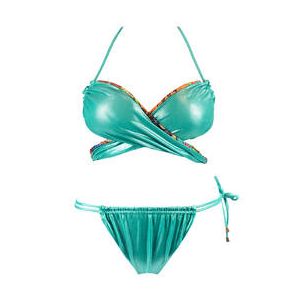 ACQUADICOCCO maillot de bain 2 pi&egrave;ces bandeau Lamina Paisley Bleu turquoise - Taille S