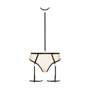 ATELIER AMOUR slip ouvert avec harnais Insoutenable L&eacute;g&egrave;ret&eacute; Beige/Noir - Taille XS