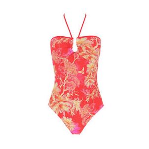 SEAFOLLY maillot de bain 1 pièce bustier sans armatures Marbella Nude/Rouge - Taille 36