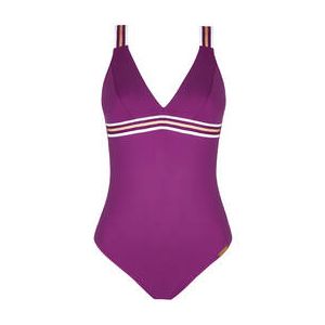 LISE CHARMEL maillot de bain 1 pièce sans armatures Energie Nautique Prune - Taille 85B