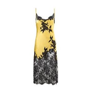 MARJOLAINE nuisette longue en soie et dentelle Bella Jaune/Noir - Taille 36
