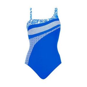 SUNFLAIR maillot de bain 1 pièce asymétrique sans armatures Mykonos Bleu/Blanc - Taille 38/B