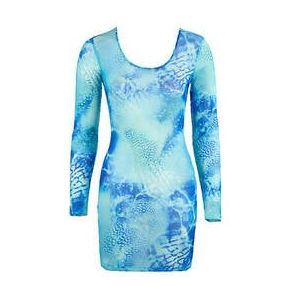 LULI FAMA robe de plage manches longues Aqua Dreams Bleu turquoise - Taille XS