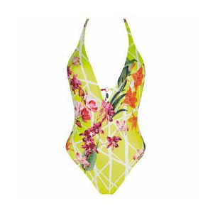LISE CHARMEL maillot de bain 1 pi&egrave;ce s&eacute;duction sans armatures Fleurs Splendeur Jaune - Taille 1