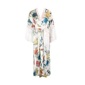 MARJOLAINE déshabillé long en soie Beverly Blanc - Taille S