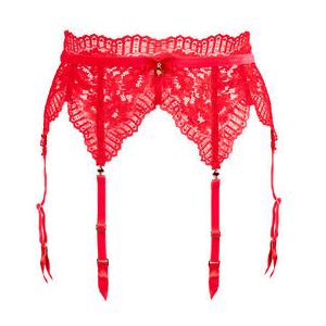 DITA VON TEESE porte-jarretelles 6 attaches en dentelle Floradora Rouge - Taille XS