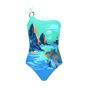 SUNFLAIR maillot de bain 1 pi&egrave;ce asym&eacute;trique sans armatures Phuket Bleu turquoise - Taille 40/B