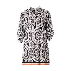 VERDISSIMA tunique de plage Jaipur Beige/Noir - Taille XS