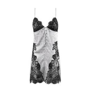 FLEUR DU MAL nuisette en soie Ex&eacute;cutive Gris/Noir - Taille XS