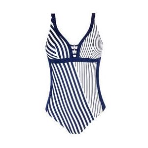 LISE CHARMEL maillot de bain 1 pièce sans armatures Rayure en Ligne Bleu/Blanc - Taille 85B