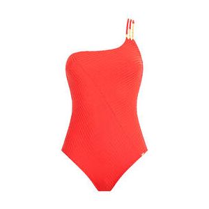 AUBADE maillot de bain 1 pi&egrave;ce asym&eacute;trique sans armatures Sun Pop Corail - Taille S
