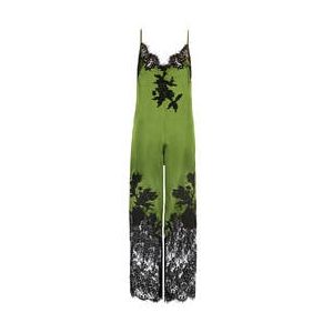 MARJOLAINE combinaison en soie et dentelle Bella Vert/Noir - Taille 36