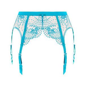 DITA VON TEESE porte-jarretelles 6 attaches Julie's Roses Bleu turquoise - Taille 36