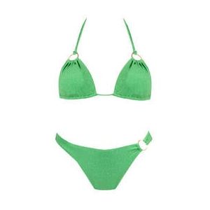ACQUADICOCCO maillot de bain 2 pièces triangle coques Lurex Verde Vert pomme - Taille S