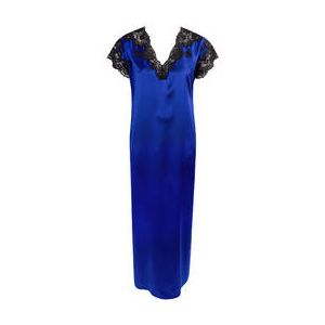 MARJOLAINE robe longue en soie et dentelle Carmela Bleu/Noir - Taille XS