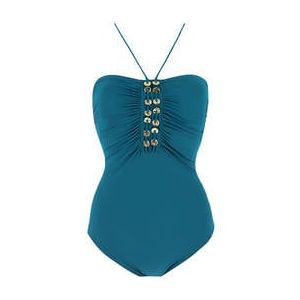 GOTTEX maillot de bain 1 pièce bustier sans armatures Golden Touch Bleu pétrole - Taille 42