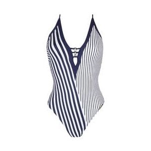 LISE CHARMEL maillot de bain 1 pièce décolleté sans armatures Rayure en Ligne Bleu/Blanc - Taille 1