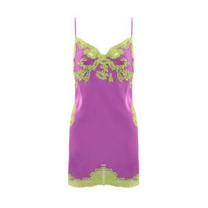 MARJOLAINE nuisette Chrom&eacute;a en soie et dentelle Camelia Violet/Vert - Taille 36