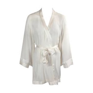 MARJOLAINE kimono Chrom&eacute;a en soie Calista Blanc cass&eacute; - Taille XS