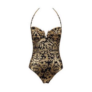 ACQUADICOCCO maillot de bain 1 pièce bustier sans armatures Aristocratic Or/Noir - Taille S