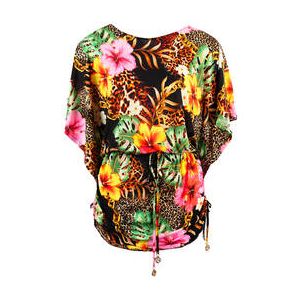 LULI FAMA tunique de plage Visions of Paradise Noir - Taille XS