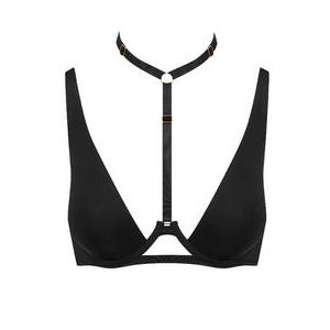 MAISON CLOSE soutien-gorge triangle harnais amovible Tapage Nocturne Noir - Taille 85B