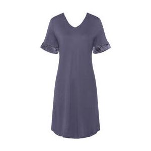 HANRO chemise de nuit manches courtes en coton et modal Claire Bleu marine - Taille XS