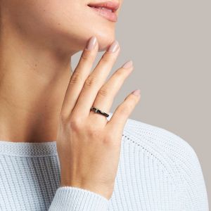 Bague CLEOR en C&eacute;ramique Noire, Argent 925/1000 Blanc et Oxyde