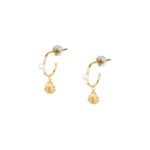 Boucles d'oreilles en or 375/1000 et perle d'eau douce