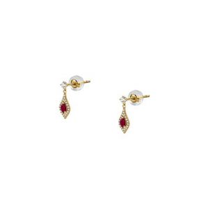 Boucles d'oreilles en or 375/1000 et rubis