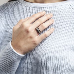 Bague CLEOR en Argent 925/1000 Blanc et C&eacute;ramique Noire