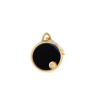 MYFAMILY-MyFamily Médaille Chien Basic Ronde Noir et Or - 26 x 31 mm