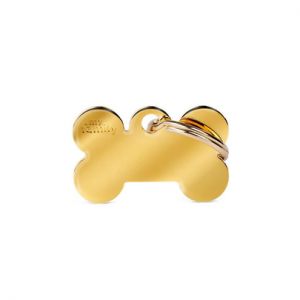 MYFAMILY-MyFamily Médaille Chien Basic Os Noir et Or - 29 x 20 mm
