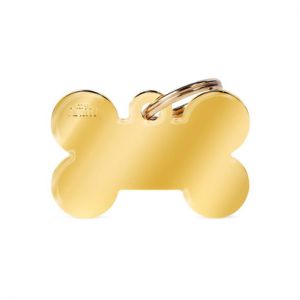 MYFAMILY-MyFamily Médaille Chien Basic Os Noir et Or - 48 x 31 mm