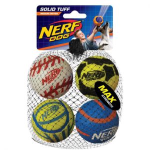 NERF-Jouet Chien &ndash; Nerf Balle de Tennis coloris bleu &ndash; Taille S &ndash; x4