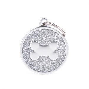 MYFAMILY-MyFamily Médaille d’identification Chien Shine Grand Cercle Os Argent – Ø 32 mm