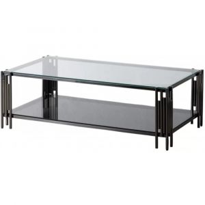 Table Basse Acier Inoxydable et Verre Trempé 134cm IXIA