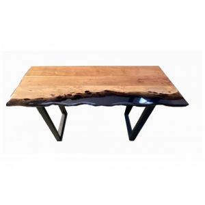 Console Noire en Bois d'Acacia et Résine Époxy - Collection River