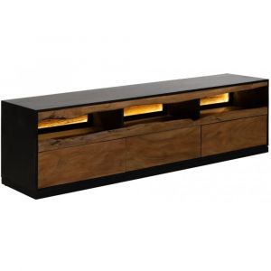 Meuble TV LED Bois d'Acacia et M&eacute;tal 180cm IXIA