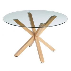 Table à manger ronde en verre et métal Ø120cm GM MESA