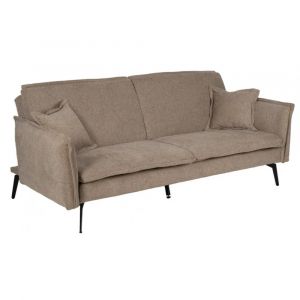 Canapé-Lit taupe tissu lin pied métal 214cm IXIA