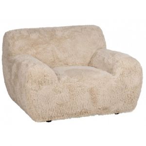 Fauteuil fausse fourrure beige 124cm IXIA