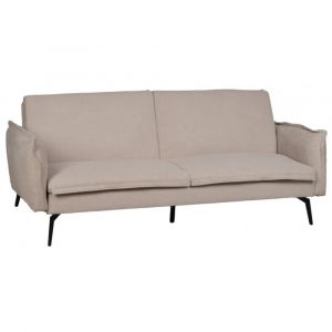 Canapé-Lit Beige tissu lin pied métal 214cm IXIA