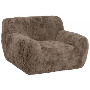 Fauteuil fausse fourrure taupe 124cm IXIA