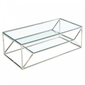 Table basse rectangulaire verre et métal 120x60cm HEXA