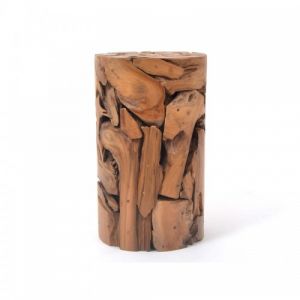 Bout de Canapé KANZA 60CM - Colonne en Bois de Teck