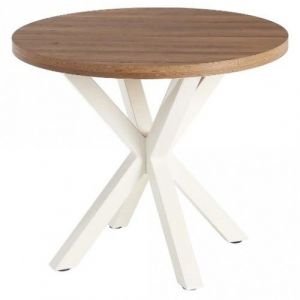 Table à manger ronde en bois et métal blanc 90cm MESA