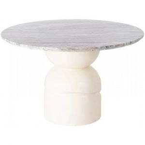 Table &agrave; manger ronde marbre et bois GALBE IXIA 120cm