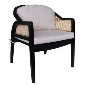Fauteuil Naturel Noir en Rotin et Bois COCON