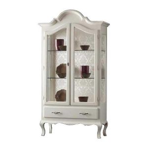 Vitrine 2 portes model&eacute;es et 1 tiroir